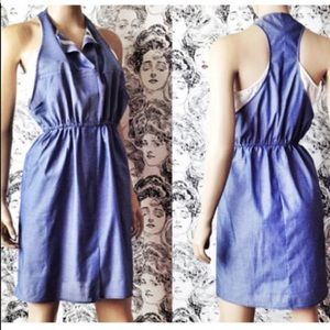 VINTAGE Chambray Pocket Racerback Dress i737